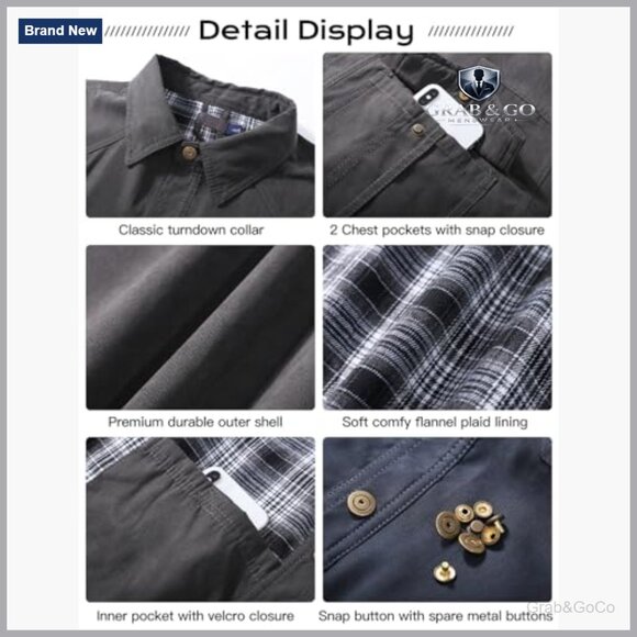 Men's Flannel Lined Shirt Jacket Snap Button Western Rugged Outdoor - Picture 6 of 7